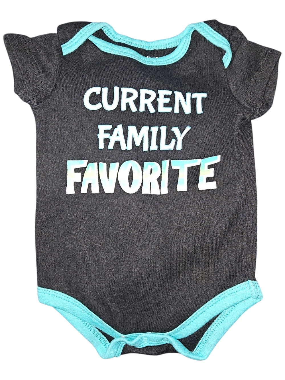 Kidgets Black One-Piece Bodysuit with Aqua Trim - "Current Family Favorite"